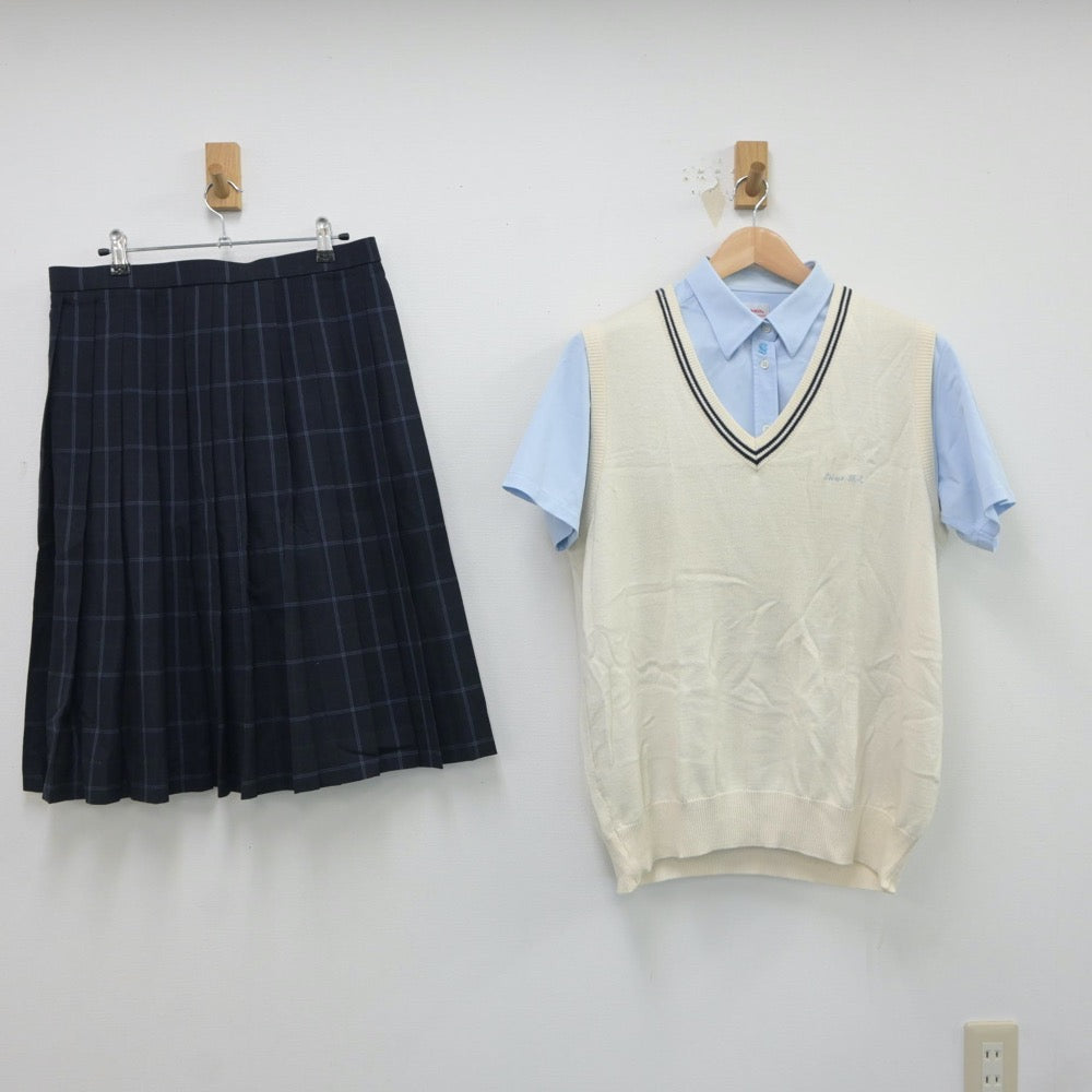 【中古】愛知県 名古屋市立西陵高等学校 女子制服 4点（シャツ・ニットベスト・スカート）sf017746