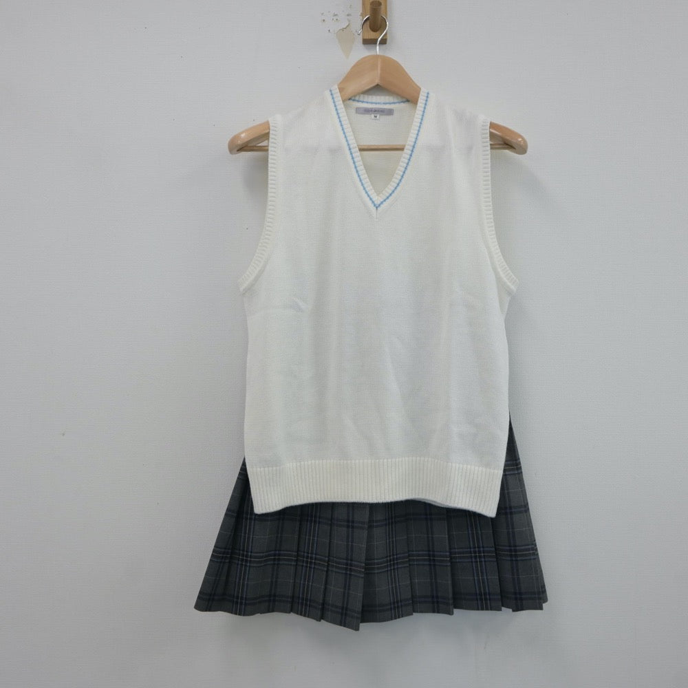 【中古】東京都 金城学園高等学校 女子制服 3点（ニットベスト・スカート）sf017753