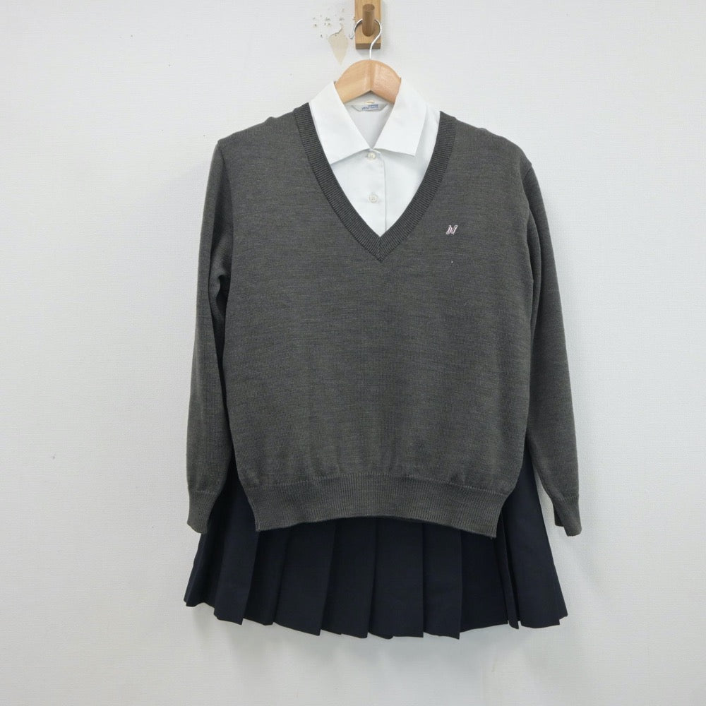 【中古】東京都 日本大学豊山女子中学校・高等学校 女子制服 3点（シャツ・ニット・スカート）sf017768