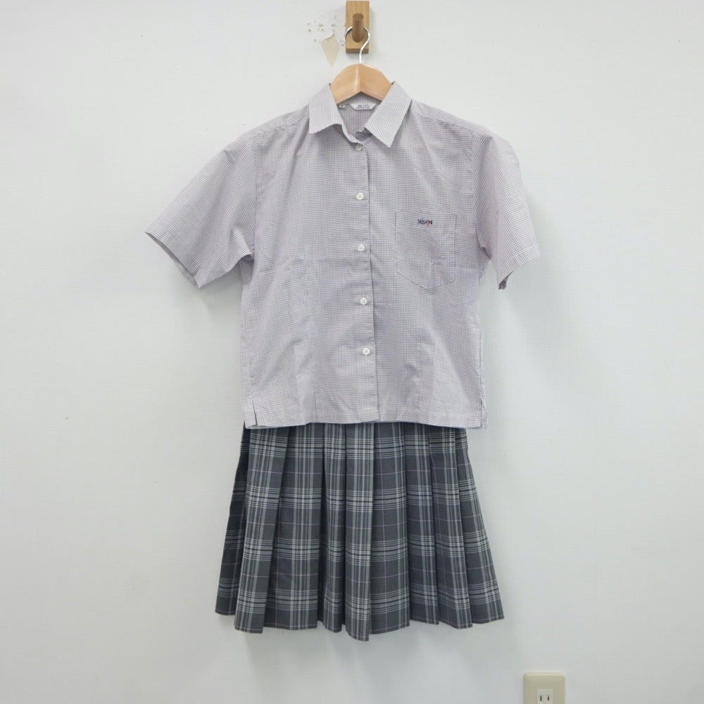 【中古】山口県 山口県立成進高等学校 女子制服 3点（シャツ・スカート）sf017773