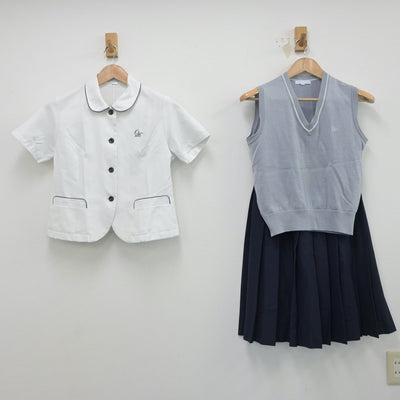 【中古】大阪府 大谷高等学校 女子制服 4点（シャツ・ニットベスト・スカート）sf017781