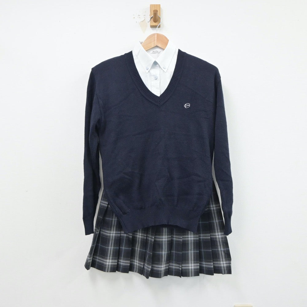 【中古】東京都 日本工業大学駒場高等学校 女子制服 3点（シャツ・ニット・スカート）sf017788