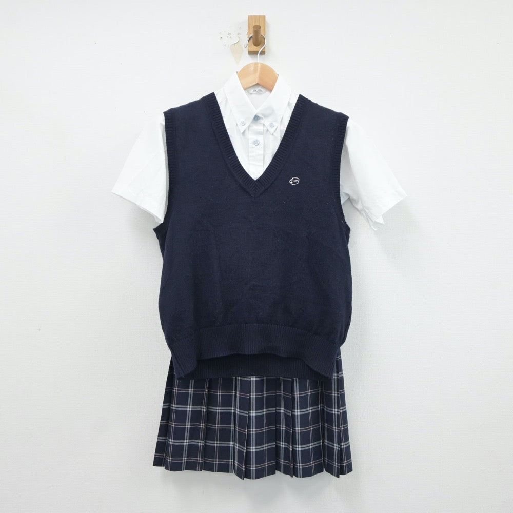 【中古】東京都 日本工業大学駒場高等学校 女子制服 3点（シャツ・ニットベスト・スカート）sf017790