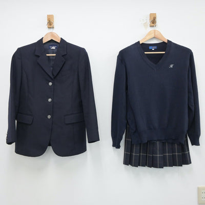 【中古】東京都 駒澤大学高等学校 女子制服 3点（ブレザー・ニット・スカート）sf017802