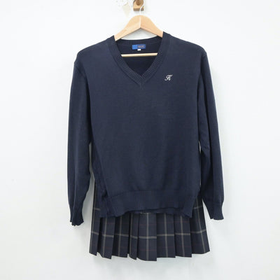 【中古】東京都 駒澤大学高等学校 女子制服 3点（ブレザー・ニット・スカート）sf017802