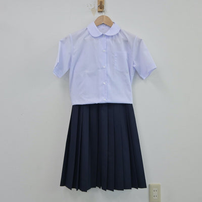 【中古】千葉県 船橋市立小室中学校 女子制服 4点（シャツ・ニットベスト・スカート）sf017805