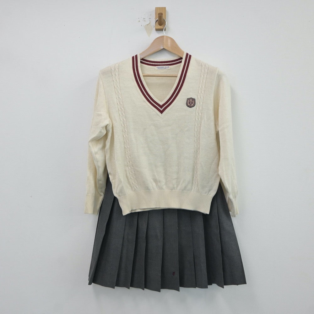 【中古】茨城県 常総学院高等学校 女子制服 2点（ニット・スカート）sf017810