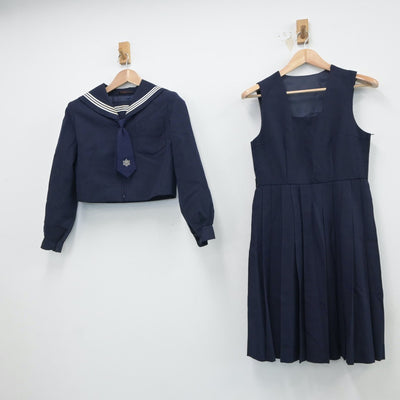 【中古】茨城県 土浦第六中学校 女子制服 3点（セーラー服・ジャンパースカート）sf017812