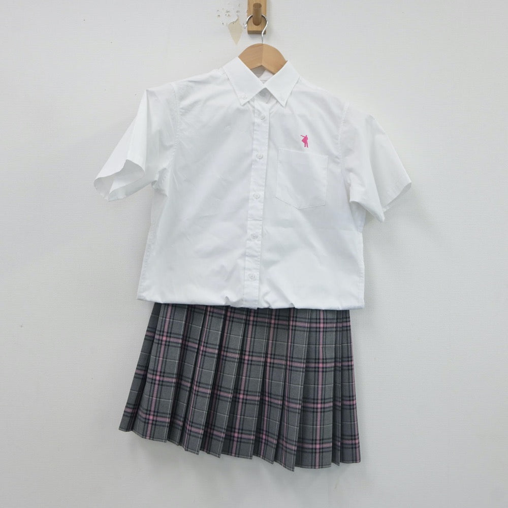 【中古】福岡県 クラーク記念国際高等学校 女子制服 5点（シャツ・ニットベスト・スカート）sf017822