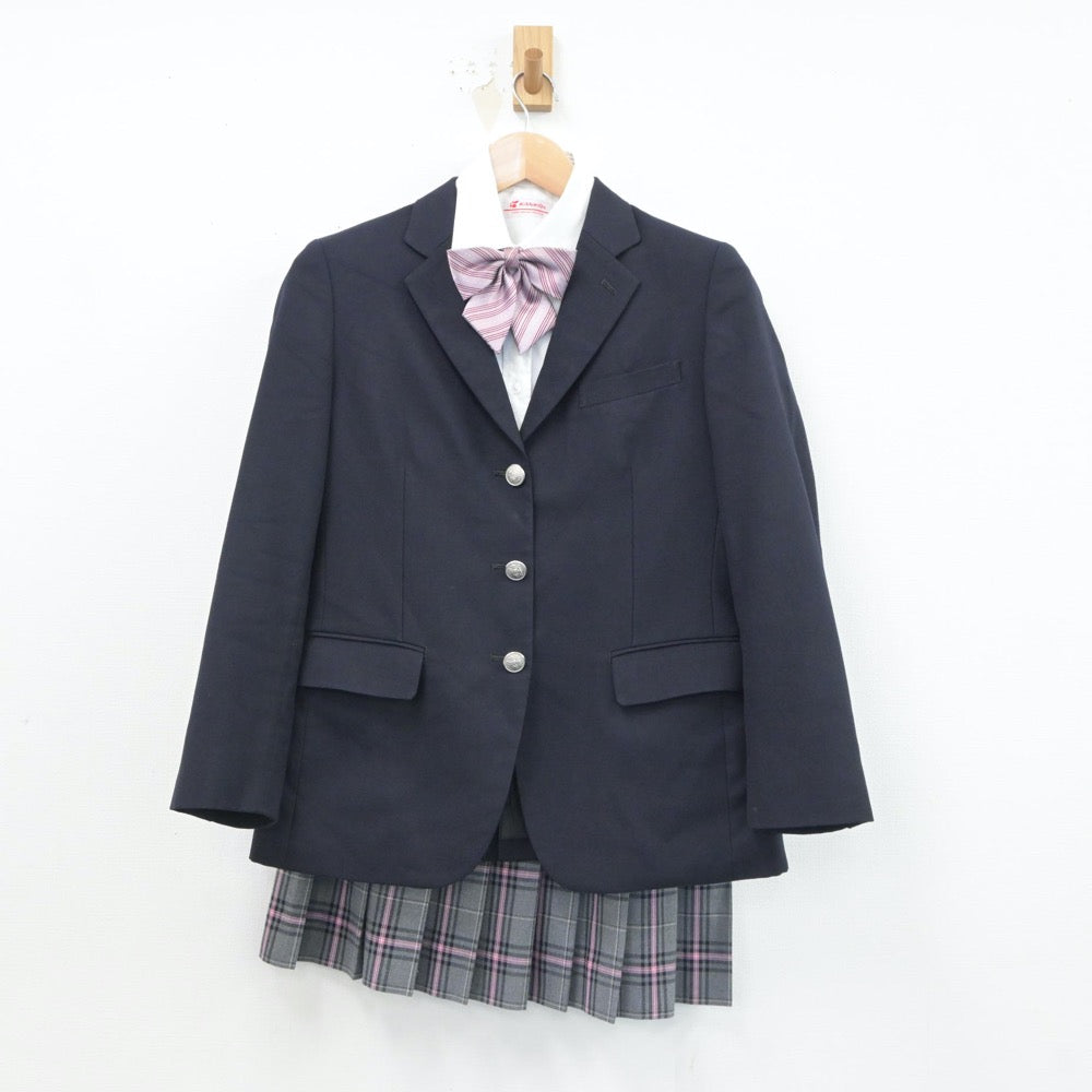 【中古】福岡県 クラーク記念国際高等学校 女子制服 5点（ブレザー・シャツ・ニット・スカート）sf017823