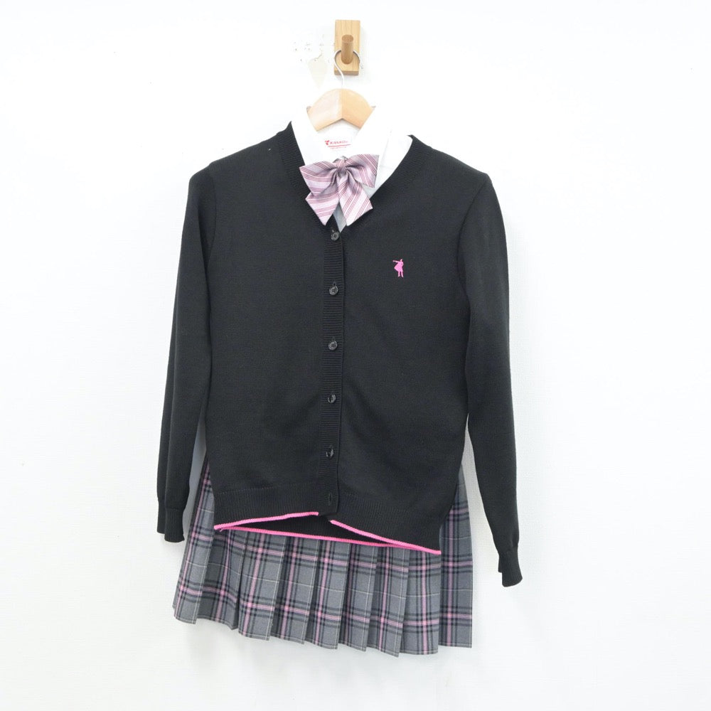 【中古】福岡県 クラーク記念国際高等学校 女子制服 5点（ブレザー・シャツ・ニット・スカート）sf017823