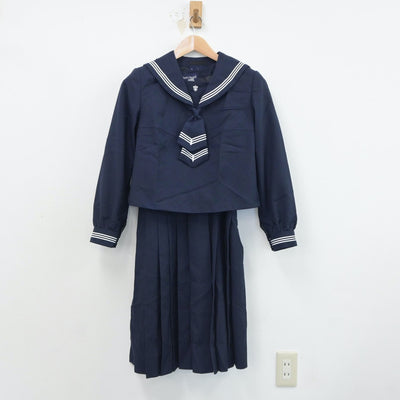 【中古】北海道 函館白百合学園高等学校 女子制服 3点（セーラー服・ジャンパースカート）sf017835