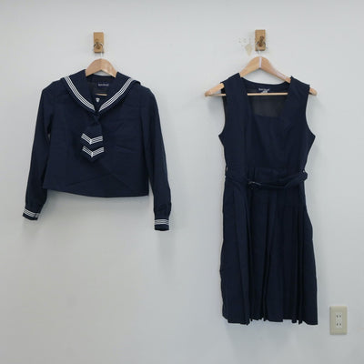 【中古】北海道 函館白百合学園高等学校 女子制服 3点（セーラー服・ジャンパースカート）sf017835