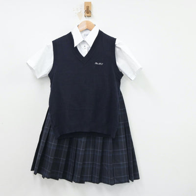 【中古】宮城県 登米高等学校 女子制服 3点（シャツ・ニットベスト・スカート）sf017855