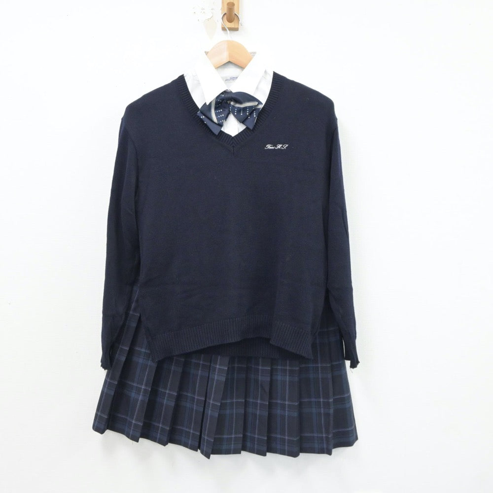 【中古】宮城県 登米高等学校 女子制服 5点（ブレザー・シャツ・ニット・スカート）sf017856