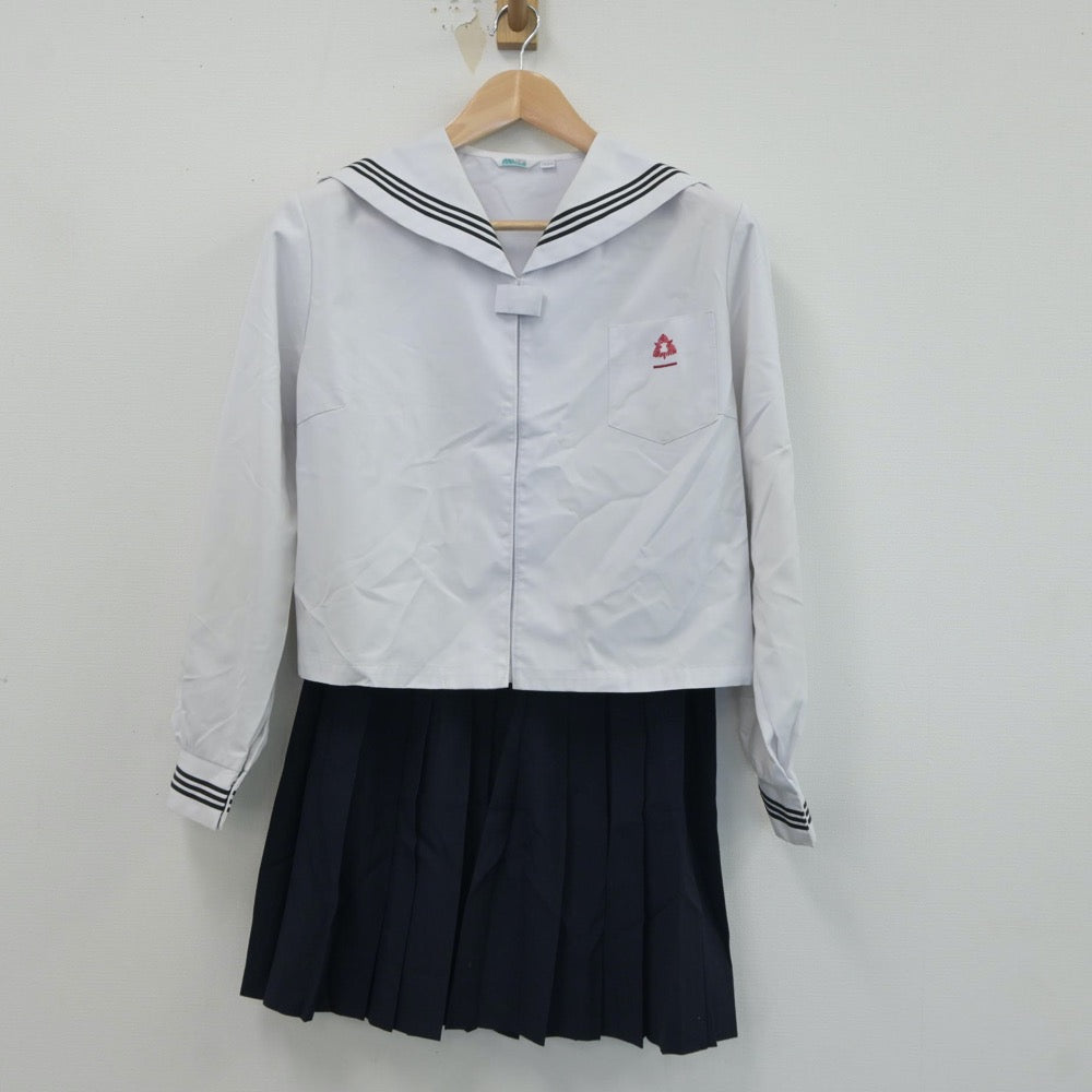 【中古】福井県 丸岡高等学校 女子制服 4点（セーラー服・スカート）sf017867