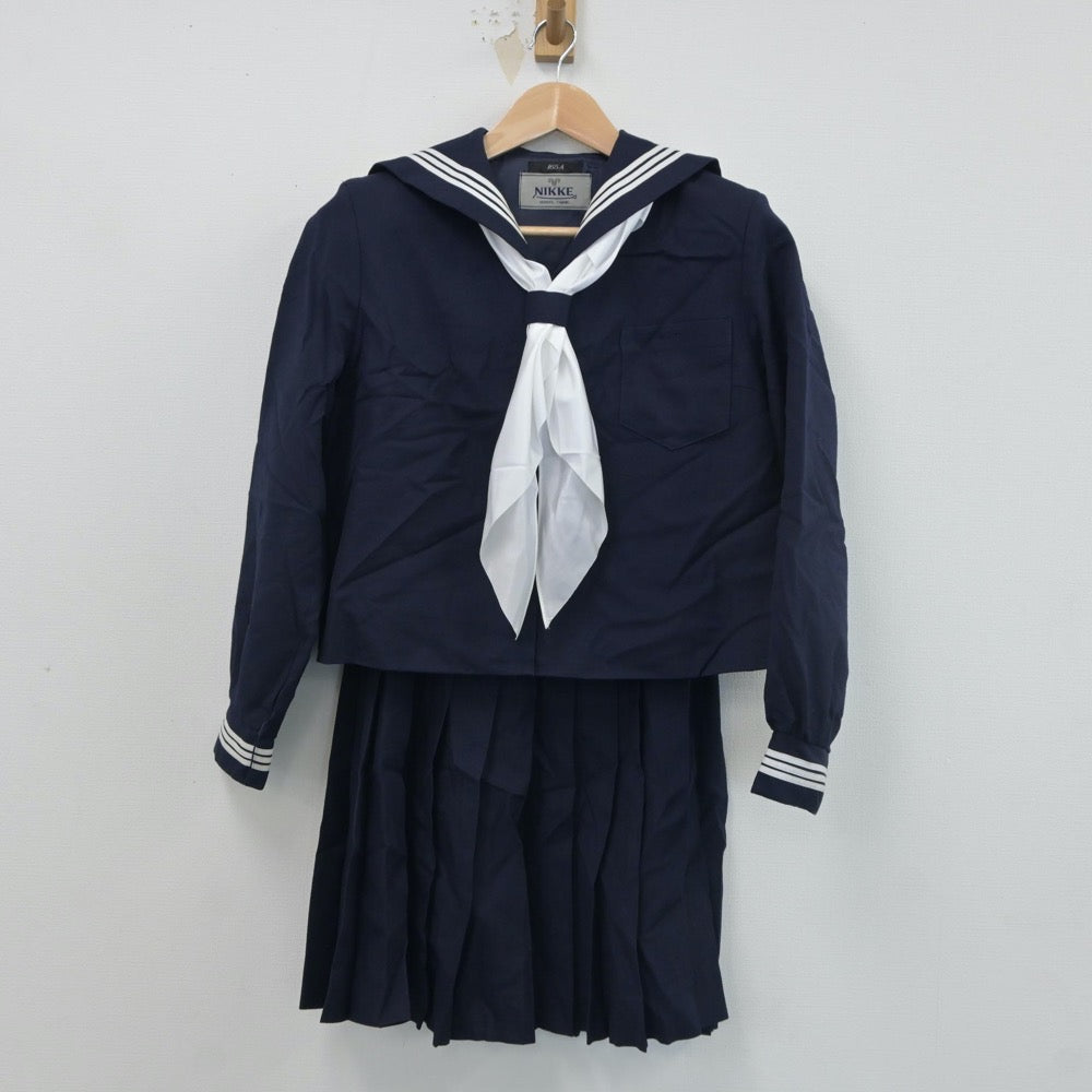 【中古】福井県 丸岡高等学校 女子制服 4点（セーラー服・スカート）sf017868