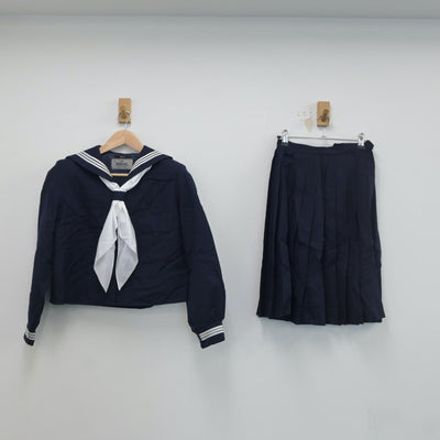 【中古】福井県 丸岡高等学校 女子制服 4点（セーラー服・スカート）sf017868