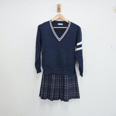 【中古】東京都 東京家政学院高等学校 女子制服 2点（ニット・スカート）sf017875