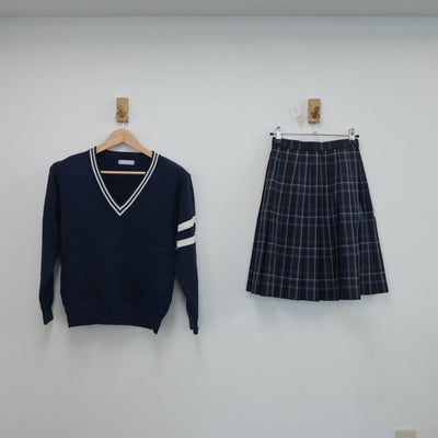 【中古】東京都 東京家政学院高等学校 女子制服 2点（ニット・スカート）sf017875