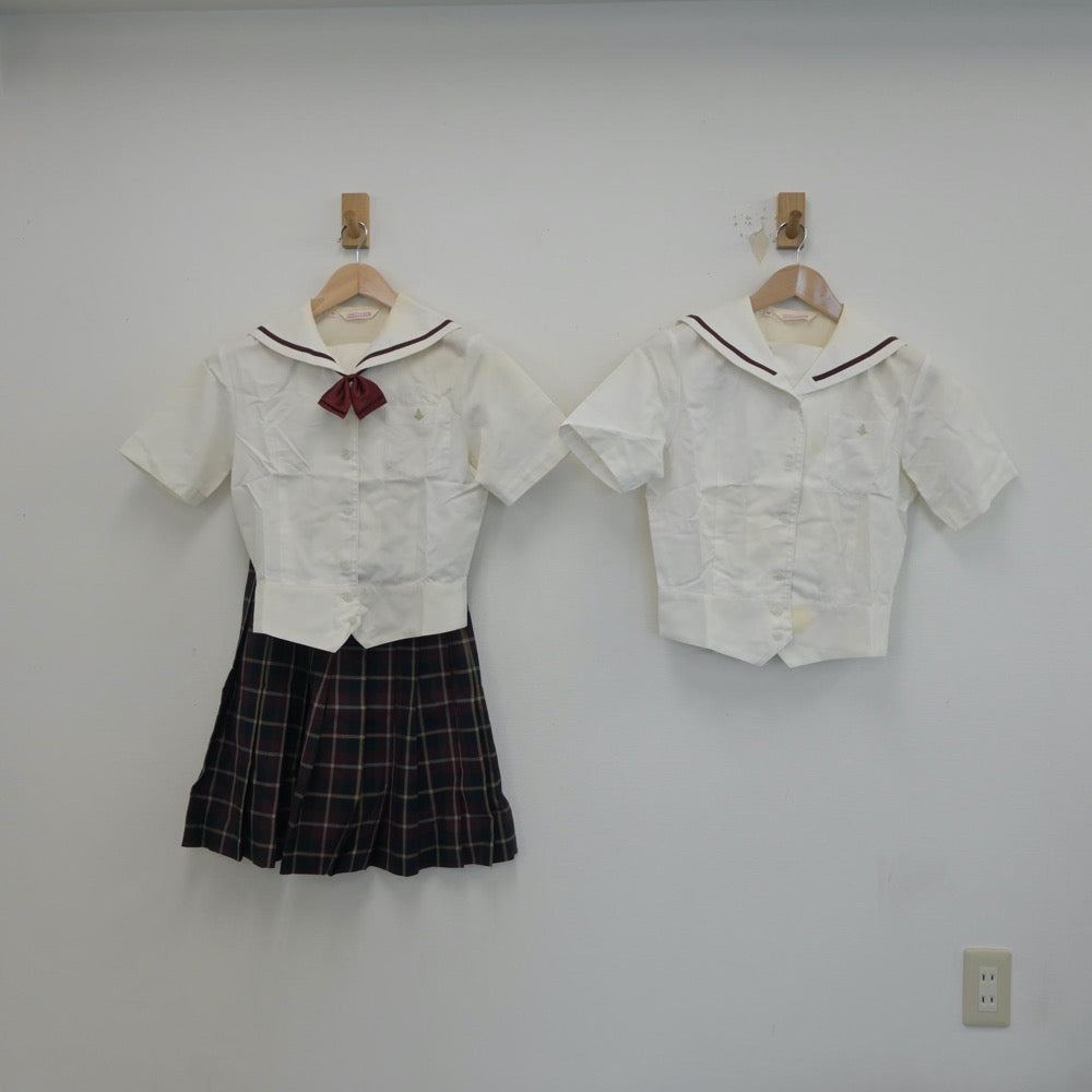 【中古】京都府 大谷高等学校 女子制服 3点（セーラー服・スカート）sf017888