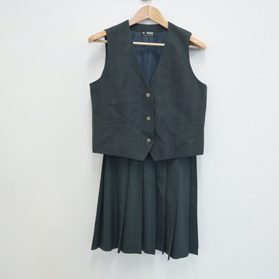 【中古】東京都 八王子市立松が谷中学校 女子制服 2点（ベスト・スカート）sf017892