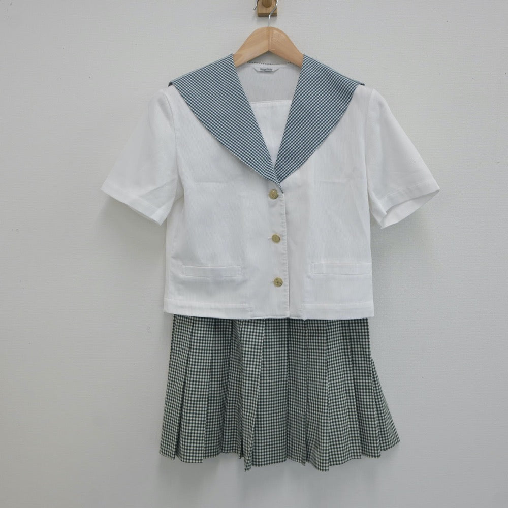 【中古】岡山県 就実高等学校 女子制服 3点（セーラー服・ニット・スカート）sf017913