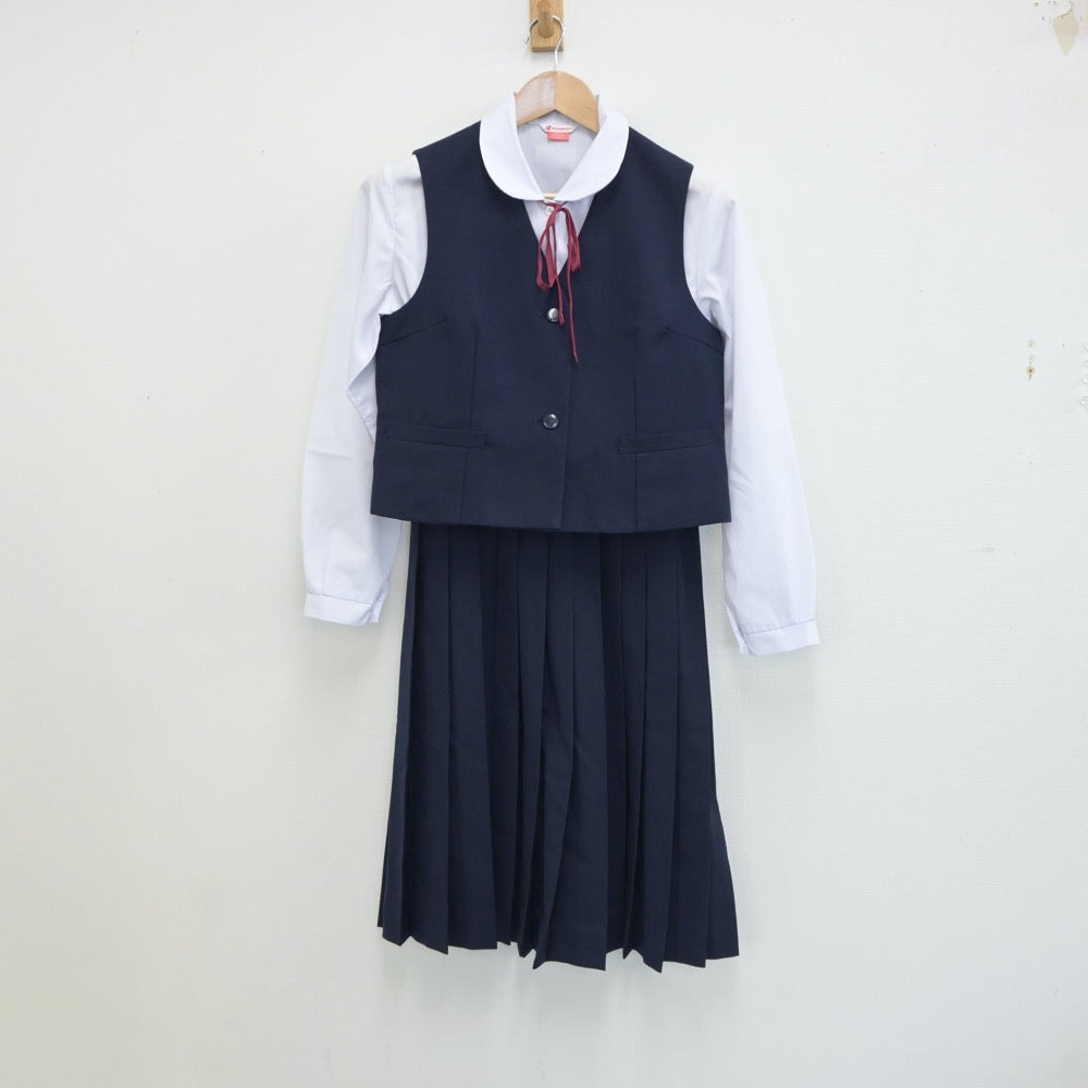 【中古】千葉県 千葉市立加曽利中学校 女子制服 5点（ブレザー・ベスト・シャツ・スカート）sf017919