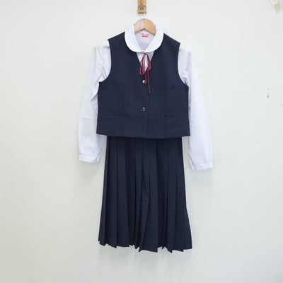 【中古】千葉県 千葉市立加曽利中学校 女子制服 5点（ブレザー・ベスト・シャツ・スカート）sf017919