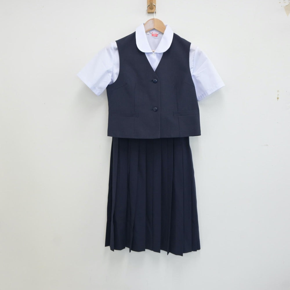 【中古】千葉県 千葉市立加曽利中学校 女子制服 3点（シャツ・ベスト・スカート）sf017920