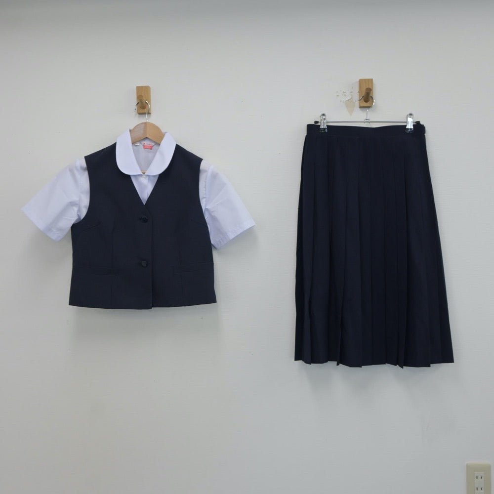 【中古】千葉県 千葉市立加曽利中学校 女子制服 3点（シャツ・ベスト・スカート）sf017920