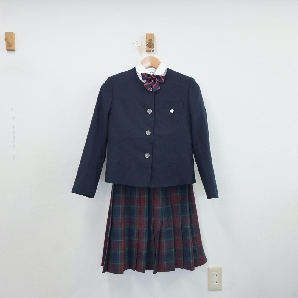 【中古】福岡県 筑陽学園高等学校 女子制服 6点（ブレザー・シャツ・ニット・スカート）sf017941