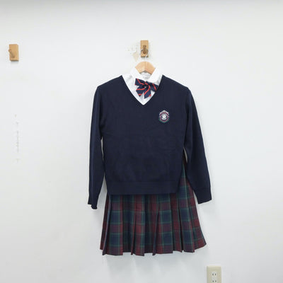 【中古】福岡県 筑陽学園高等学校 女子制服 6点（ブレザー・シャツ・ニット・スカート）sf017941