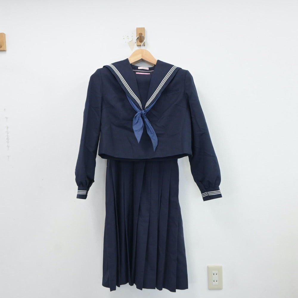 【中古】福岡県 元岡中学校 女子制服 3点（セーラー服・ジャンパースカート）sf017961