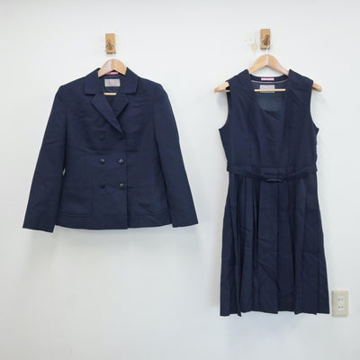 【中古】茨城県 笠原中学校 女子制服 2点（ブレザー・ジャンパースカート）sf017963