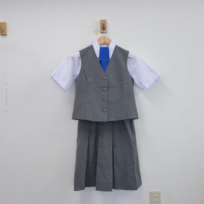 【中古】東京都 谷原中学校 女子制服 4点（シャツ・ベスト・スカート）sf017966