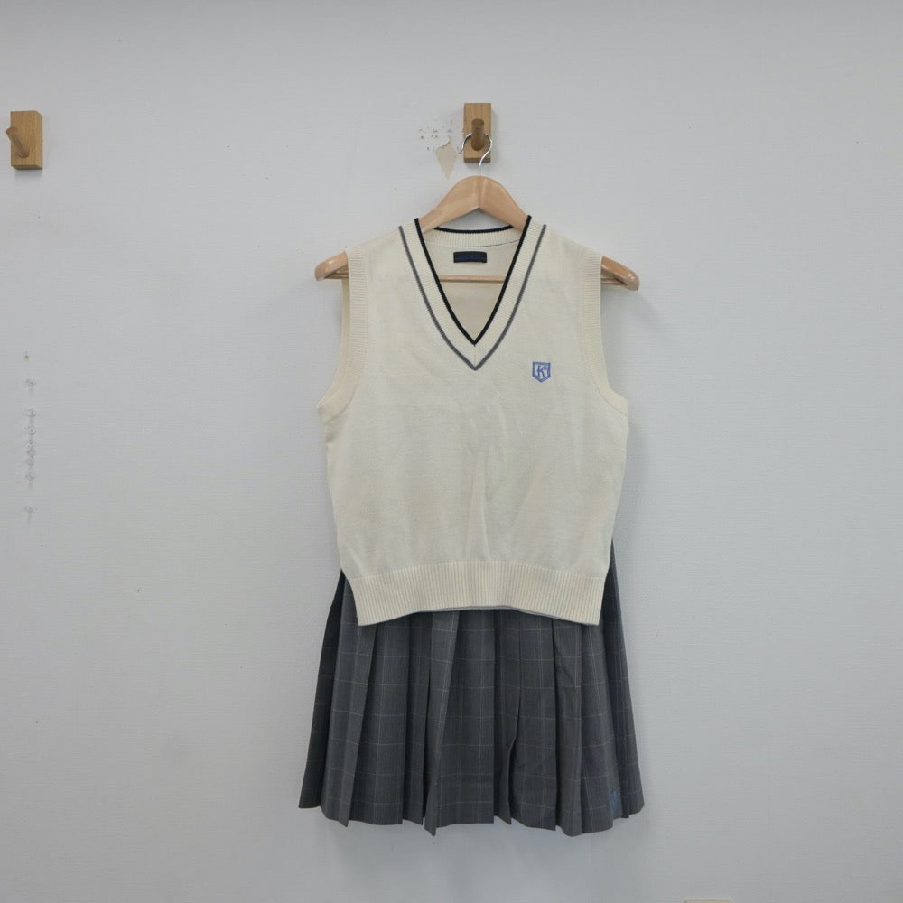 【中古】千葉県 船橋北高等学校 女子制服 3点（ニットベスト・スカート）sf017971