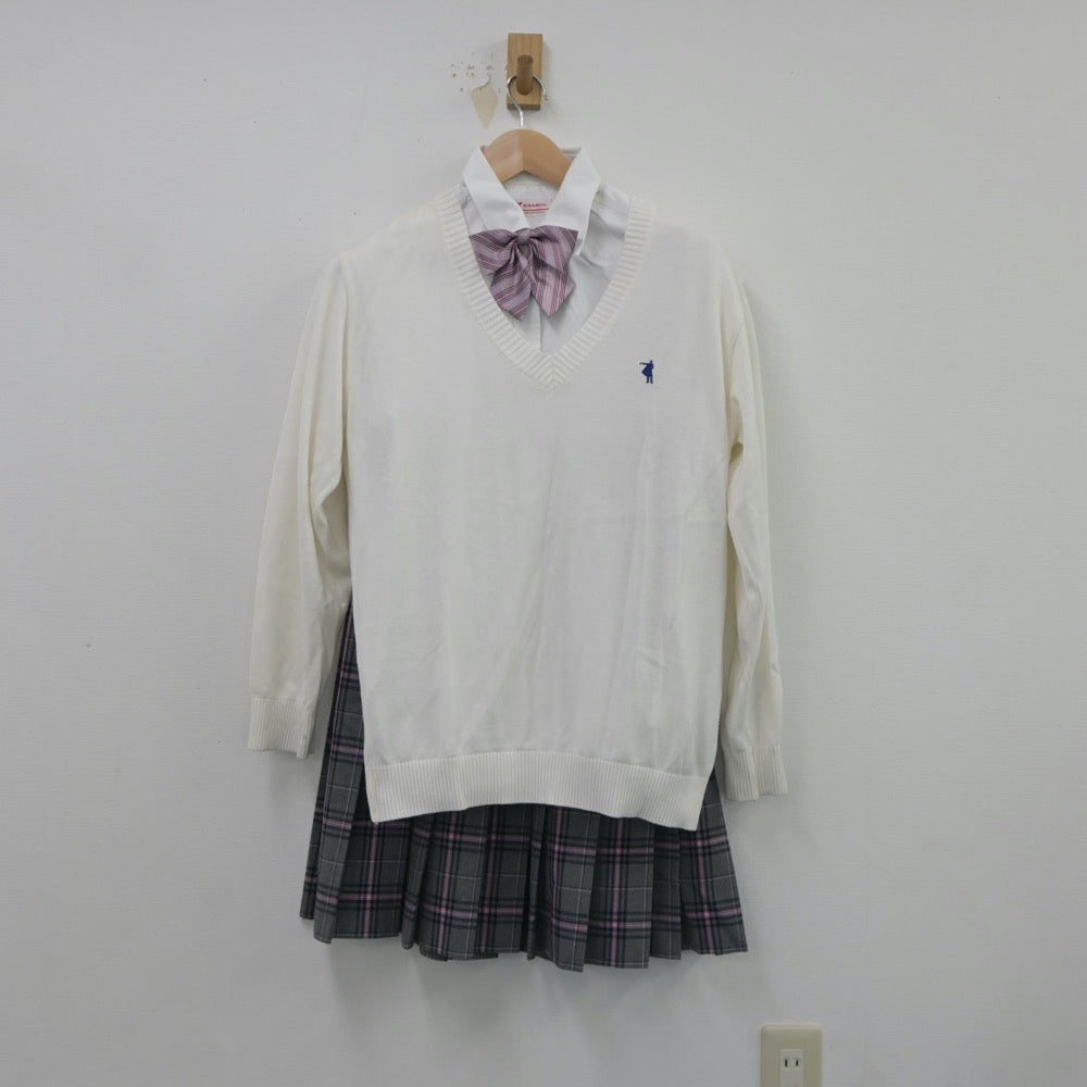 【中古】神奈川県 クラーク記念国際高等学校 女子制服 7点（ブレザー・シャツ・ニット・スカート）sf018002