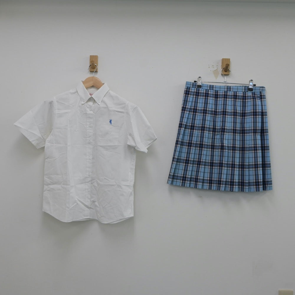 【中古】神奈川県 クラーク記念国際高等学校 女子制服 5点（シャツ・ニットベスト・スカート）sf018005