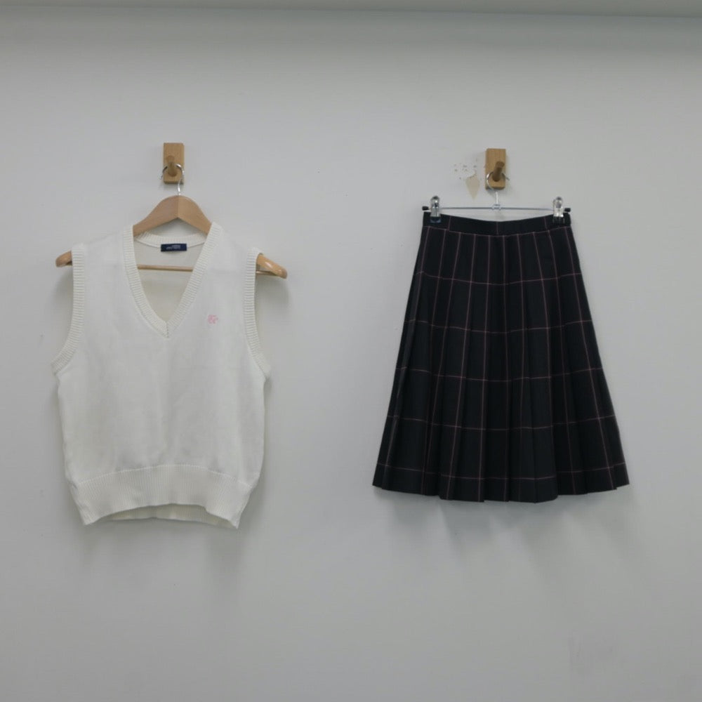 【中古】東京都 滝野川紅葉中学校 女子制服 2点（ニットベスト・スカート）sf018007