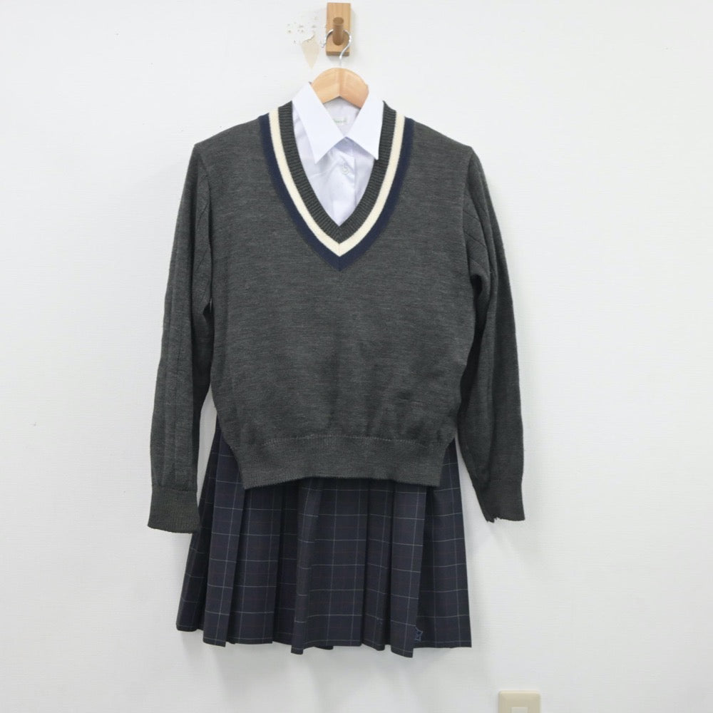 【中古】三重県 名張桔梗丘高等学校 女子制服 5点（ブレザー・シャツ・ニット・スカート）sf018010