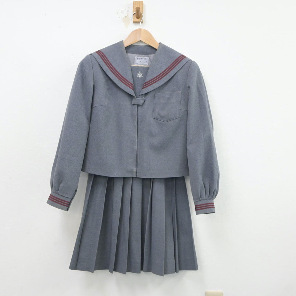 【中古】長野県 信明中学校 女子制服 4点（セーラー服・セーラー服・スカート）sf018011