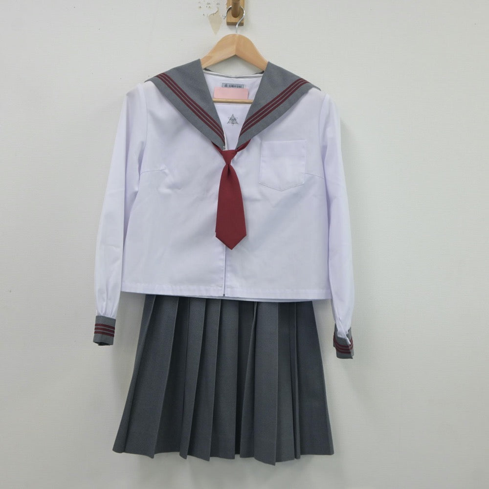 【中古】長野県 信明中学校 女子制服 4点（セーラー服・セーラー服・スカート）sf018011