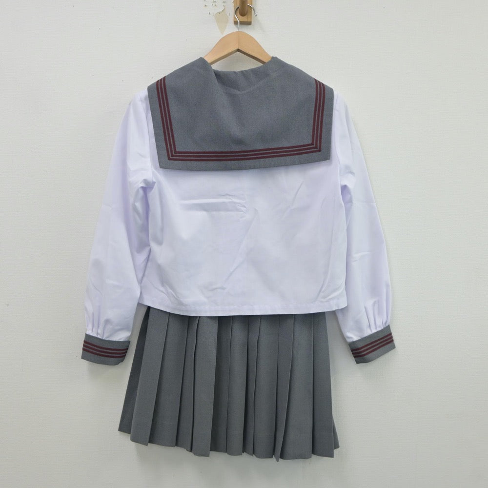 【中古】長野県 信明中学校 女子制服 3点（セーラー服・スカート）sf018015