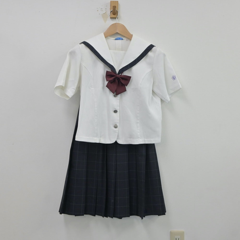 【中古】三重県 名張桔梗丘高等学校 女子制服 5点（セーラー服・ニットベスト・スカート）sf018016