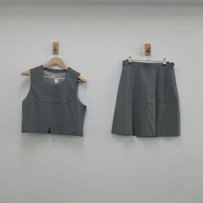 【中古】神奈川県 川和高等学校 女子制服 2点（ベスト・スカート）sf018017