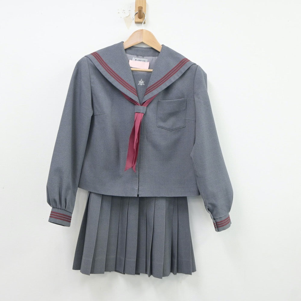 【中古】長野県 信明中学校 女子制服 3点（セーラー服・スカート）sf018019