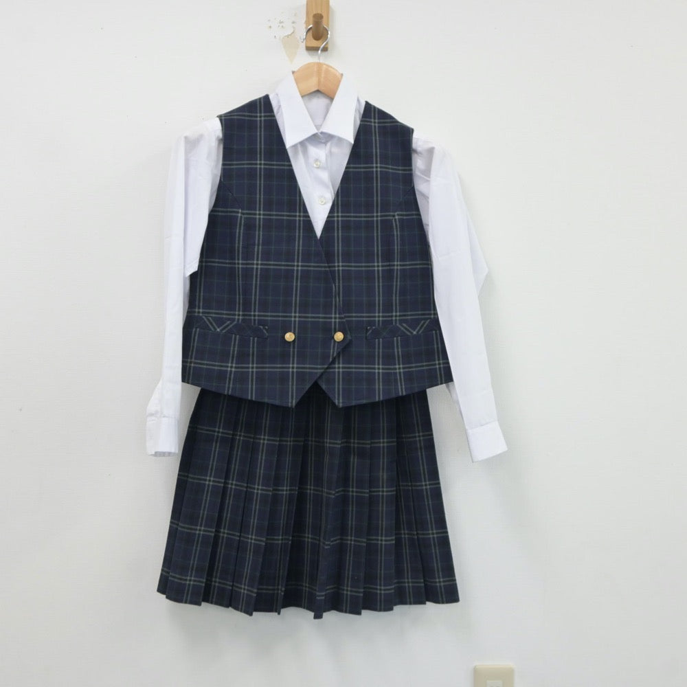 【中古】茨城県 高崎中学校 女子制服 3点（シャツ・ベスト・スカート）sf018037