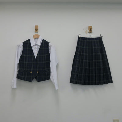 【中古】茨城県 高崎中学校 女子制服 3点（シャツ・ベスト・スカート）sf018037
