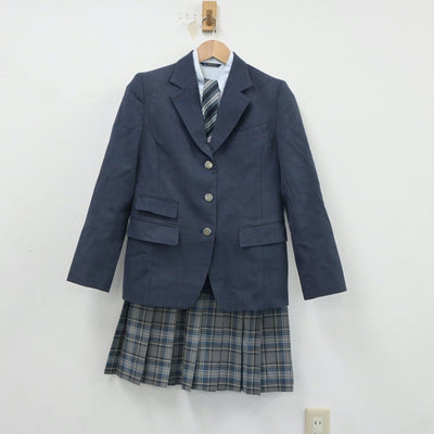 【中古】神奈川県 湘南学院高等学校 女子制服 6点（ブレザー・シャツ・ニット・スカート）sf018041